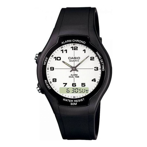 Reloj Casio Dama Aw90 Digital Manecillas Cara Blanca Color de la correa Negro