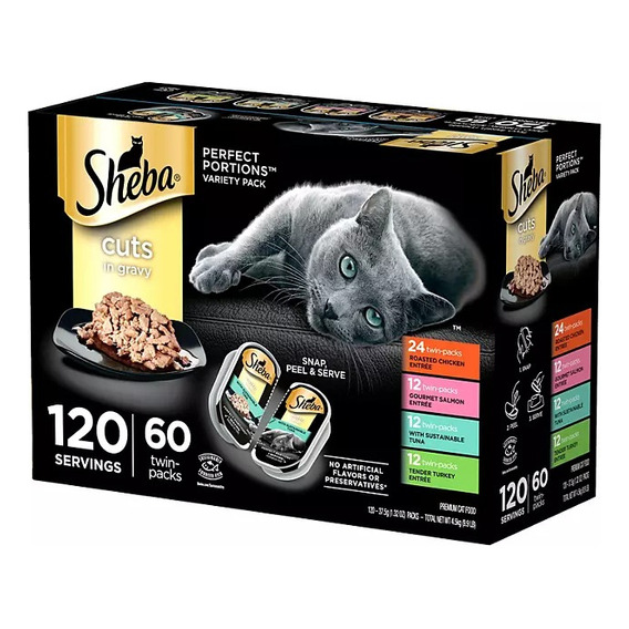 Sheba Perfect Portions, Cuts In Gravy Variety Pack 60pz
