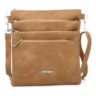 Cartera Bandolera Morral Trendy Urbana  Premium Color Beige 2 Diseño De La Tela Lisa