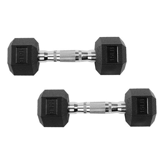 Mancuerna Pesa Gimnasio Hexagonal Caucho De 15 Lb 2 Pzc 13kg