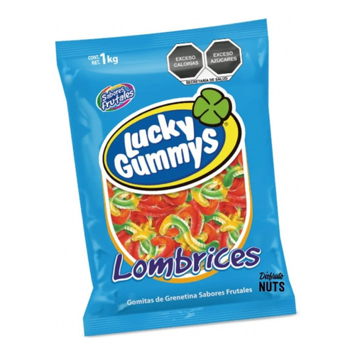 Gomita Lucky Gummys Lombrices Frutales Con Grenetina 1kg