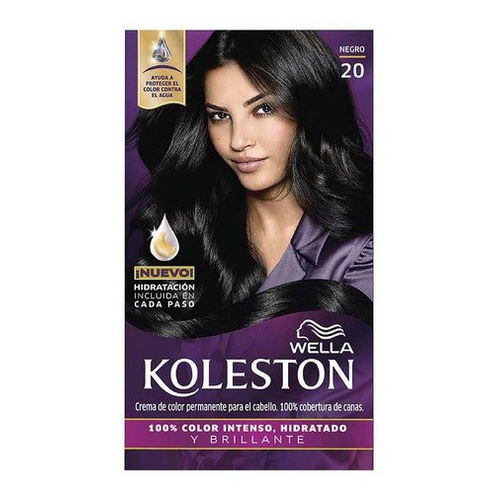 Kit Tinta Wella  Koleston Coloración en crema tono 20 negro 20Vol. para cabello