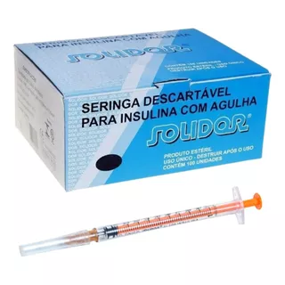 Seringa Insulina 1ml Resíduo Zero Agulha 13x 0,45mm C/ 100un