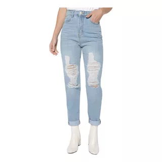 Jeans Dama De Mezclilla Mom Premium