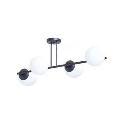 Plafon Colgante De-cor Elyn Lat 4 Luces Negro Globo Opal