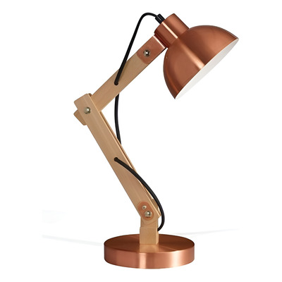 Lampara Moderna Arlon Cobre Vintage Madera Apto Led Cobre