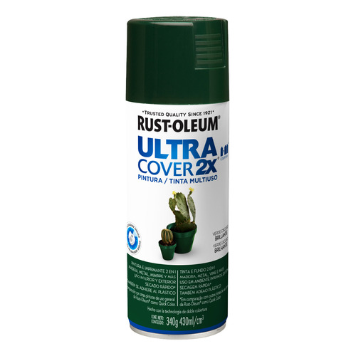 Rust-Oleum Ultra Cover aerosol verde oscuro brilnte 340mL