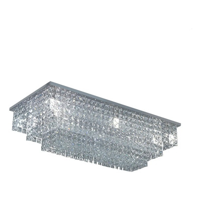 Plafon Techo Colgante Rectangular Moderno Cristales 12l G9 Cromo