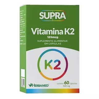 Supra Vitamina K2 120mg- 60 Cápsulas - Herbamed Sabor Sem Sabor