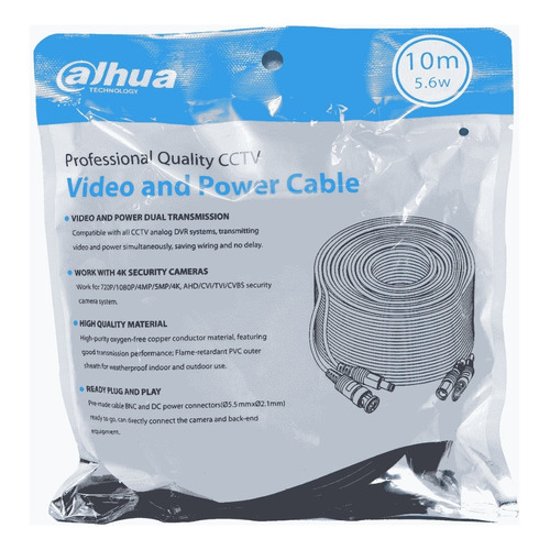 Cable Siames Dahua 10 Mts De Video Y Energía Dh-pfm942i-10-5