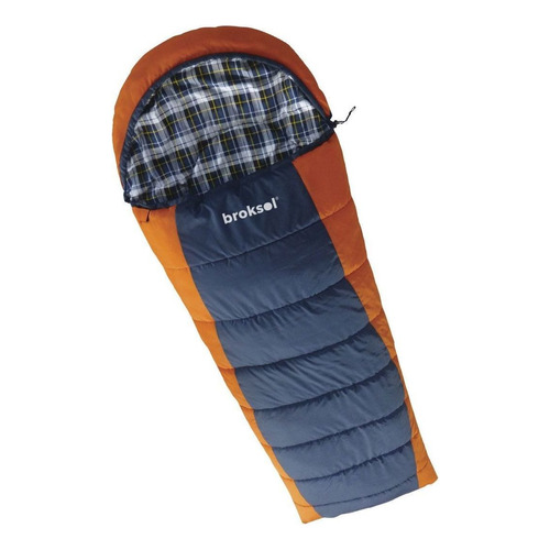Bolsa De Dormir Broksol Venado 350 Camping Termica -8° Carpa Color Azul y Naranja