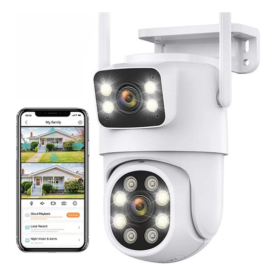 Cámara De Seguridad Foco Hd 8mp Wifi 360° Dual Visión Alarma