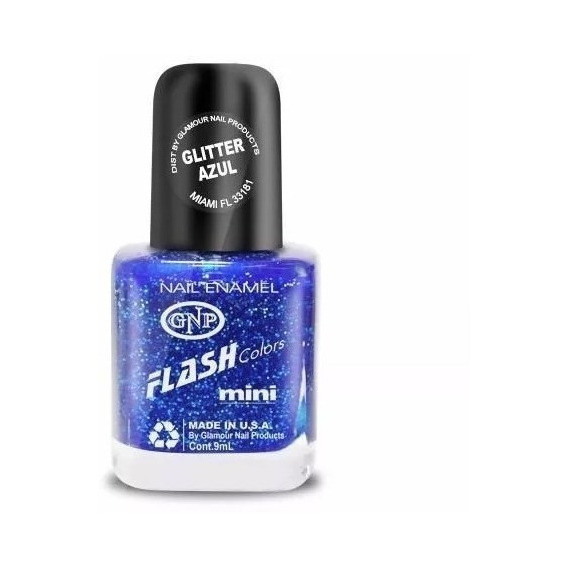Esmalte Flash Colors De Gnp 9ml Glitter Azul