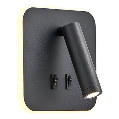 Aplique Pared Negro Doble Led Con Tecla L2510n Mks