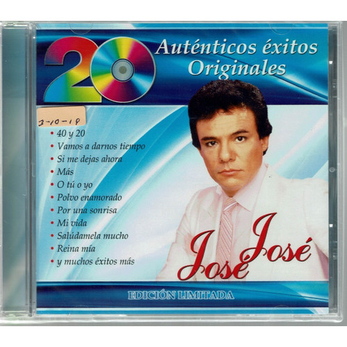 Jose Jose - 20 Autenticos Exitos Originales - Disco Cd