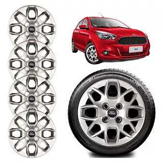 Jogo 4 Calotas Prata Novo Ford Ka Aro 14 2017 18 2019 2020