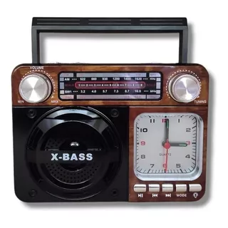 Rádio Relógio Portátil Retro Bluetooth Vintage Fm Am Sw Usb Cor Marrom 110v/220v