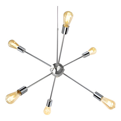 Colgante Araña Explosión 6 Luces Cromo Vintage Deco Apto Led Cromo