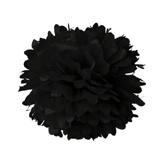 Guirnalda Pompon De Papel 40cm Diametro Color Negro