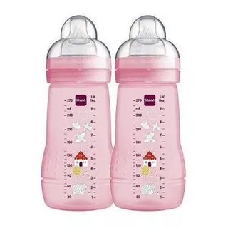 Kit 2 Mamadeiras Mam Easy Active Bico 2m+ Rosa 270ml