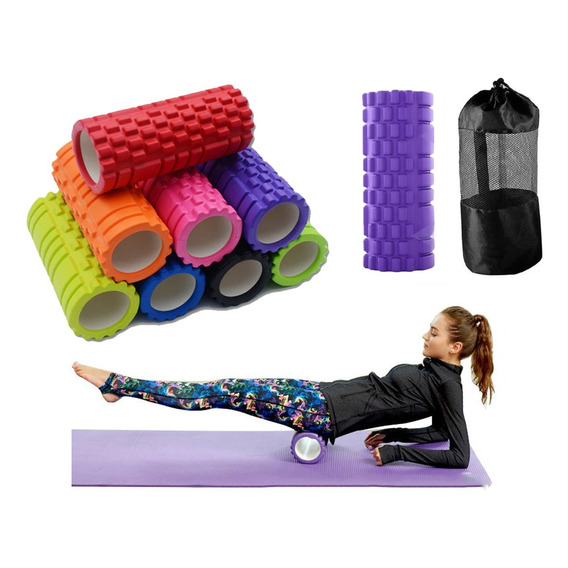 Rodillo Foam Roller 33cm Goma Eva Terapia Yoga Con Bolso