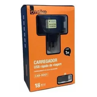 Carregador Rapido De Viagem 18w 1m V8 Basike Car-9001/v8