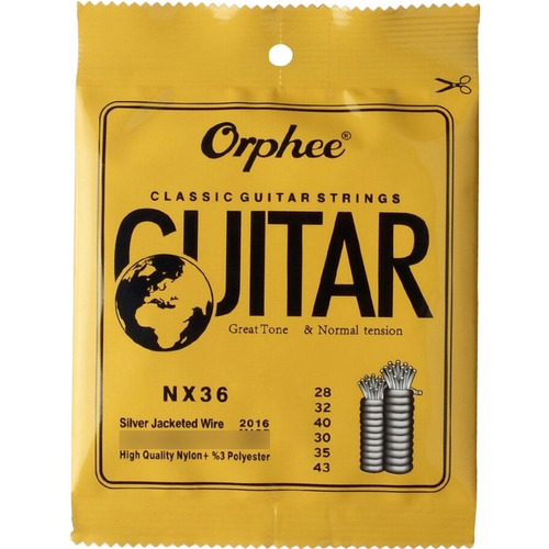 Orphee Nx36 Encordado .028 Para Guitarra Criolla / Clásica