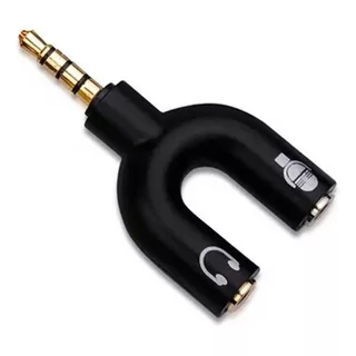 Adaptador Splitter 3.5mm Con Doble Entrada Audio Microfono Color Negro