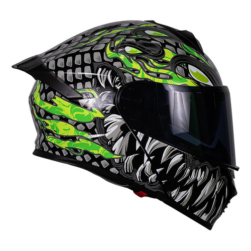 Casco Kov Thunder Toxic Escamas Gris Luminicente Para Moto Color Gris oscuro Tamaño del casco XL(61-62 cm)