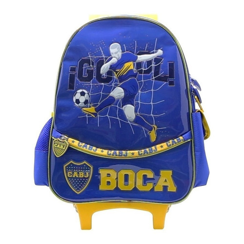 Mochila Boca Juniors Gol Fútbol Con Sonido Con Carro Cresko Color Azul Diseño de la tela Liso