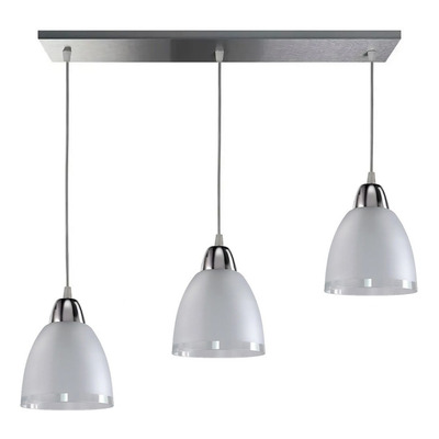 Colgante 4 Luces Vidrio Base Acero Cuadrada Deco Apto Led