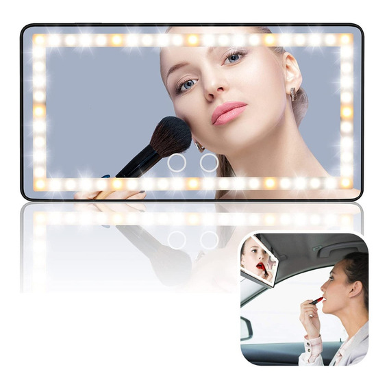 Espejo De Maquillaje Para Auto Con Luces Led Tipo C Recarga