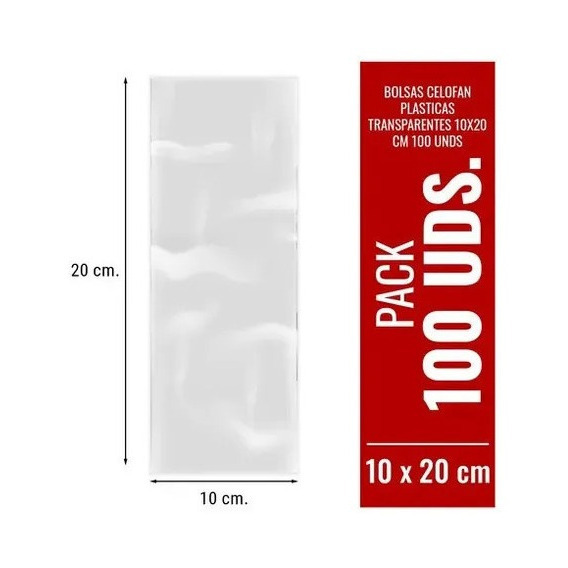 Bolsa Plastica 10x20 Cm Transparente Celofan - 100 Uni