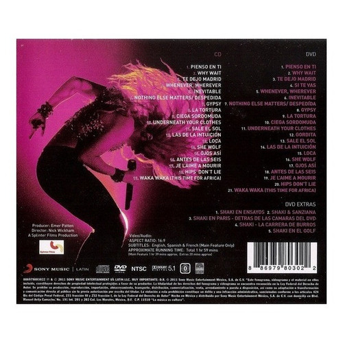 SHAKIRA - En Vivo Desde París- cd 2011 producido por Sony Music - incluye pistas adicionales