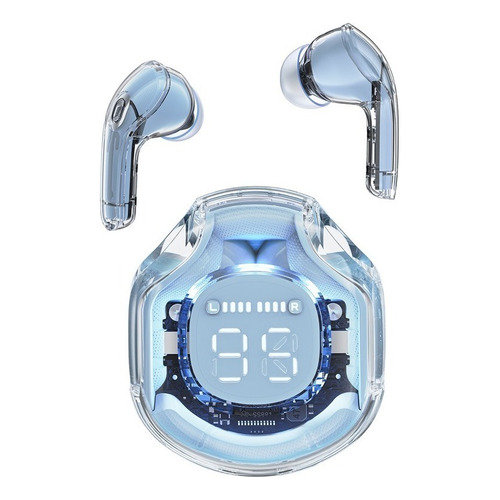Audífonos in-ear inalámbricos ACEFAST T8 Cristal IPX4 T8 celeste con luz LED