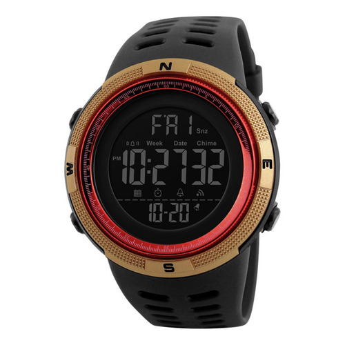 Reloj pulsera digital Skmei 1251 con correa de poliuretano color negro - bisel dorado