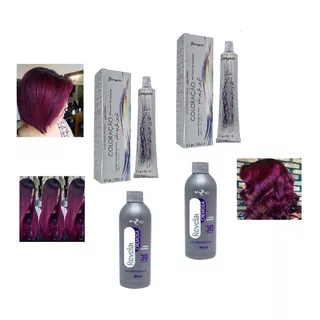 Kit Matizador Mairibel  Coloração Em Creme Kit 2 Tubo Tinta Vinho Marsala N 66.26 + 2 Ox 30v De 90ml Mairibibel Tom Vinho Marsala N 66.26 Para Cabelo