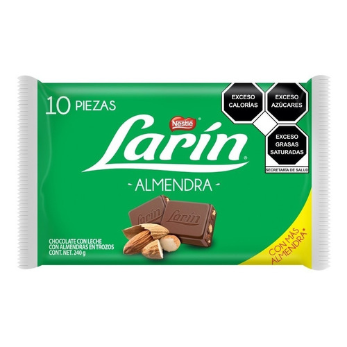 Chocolate Larín Almendra 10 Piezas De 24 Gramos Nestle
