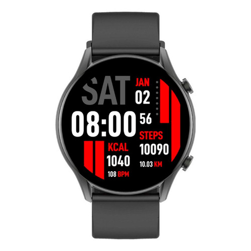 Smartwatch Kieslect Kr 1.32" caja 45.7mm de  metal  negra, malla  negra de  silicona