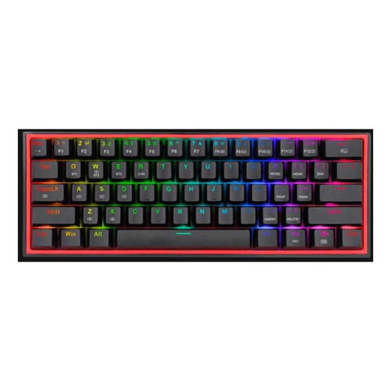 Teclado gamer bluetooth Redragon Fizz Pro K616-RGB QWERTY Red inglés US color negro con luz RGB