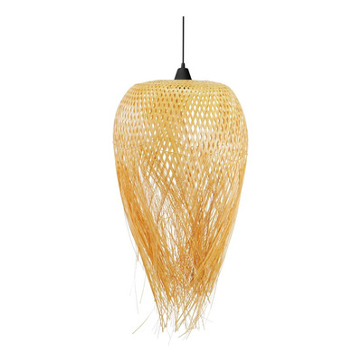 Colgante Deco Moderno De Bambu 35x55 Natural Apto Led E27 