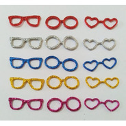 Aplique De Eva Com Glitter Mini Óculos 3 Cm 100 Unidades