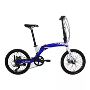 Bicicleta Urbana Plegable Slp F-100 R20 7v Frenos De Disco Mecánico Cambios Shimano Tourney Tz500 Color Azul Con Pie De Apoyo  