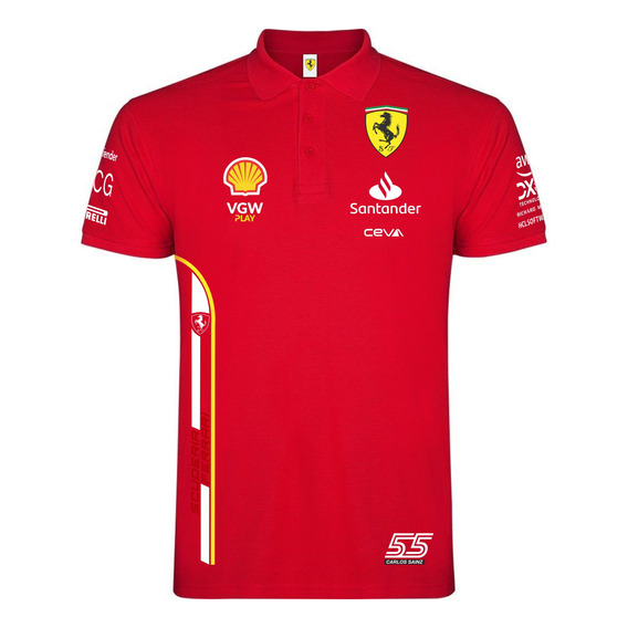 Playera Tipo Polo Ferrari F1 Carlos Sainz Escudería