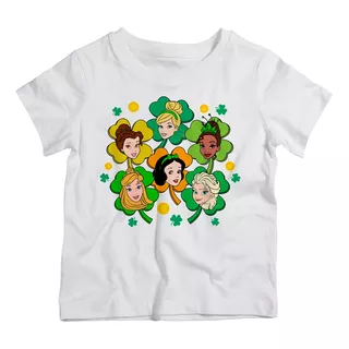 Camiseta Infantil Princesas Disney Trevo  St Patricks Day