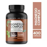 Magnesio 400 Caps Con Citrato Magnesio Y Glicinato Life360+
