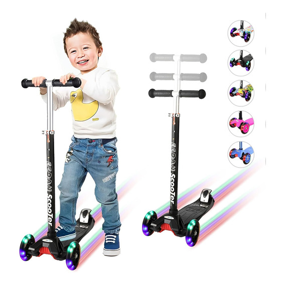 Scooter Monopatín De Pie Plegable Ajustable Led Luz Niños