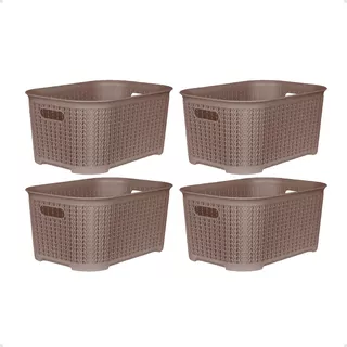 Canasto Organizador Plástico Rattan X4 Canastos 12 Lts