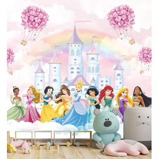 Painel Adesivo Princesas Da Disney Castelo Encantado Baby M²