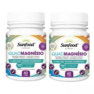 Kit 2x Quad Magnésio 60 Cápsulas / 1500mg Sunfood Clinical